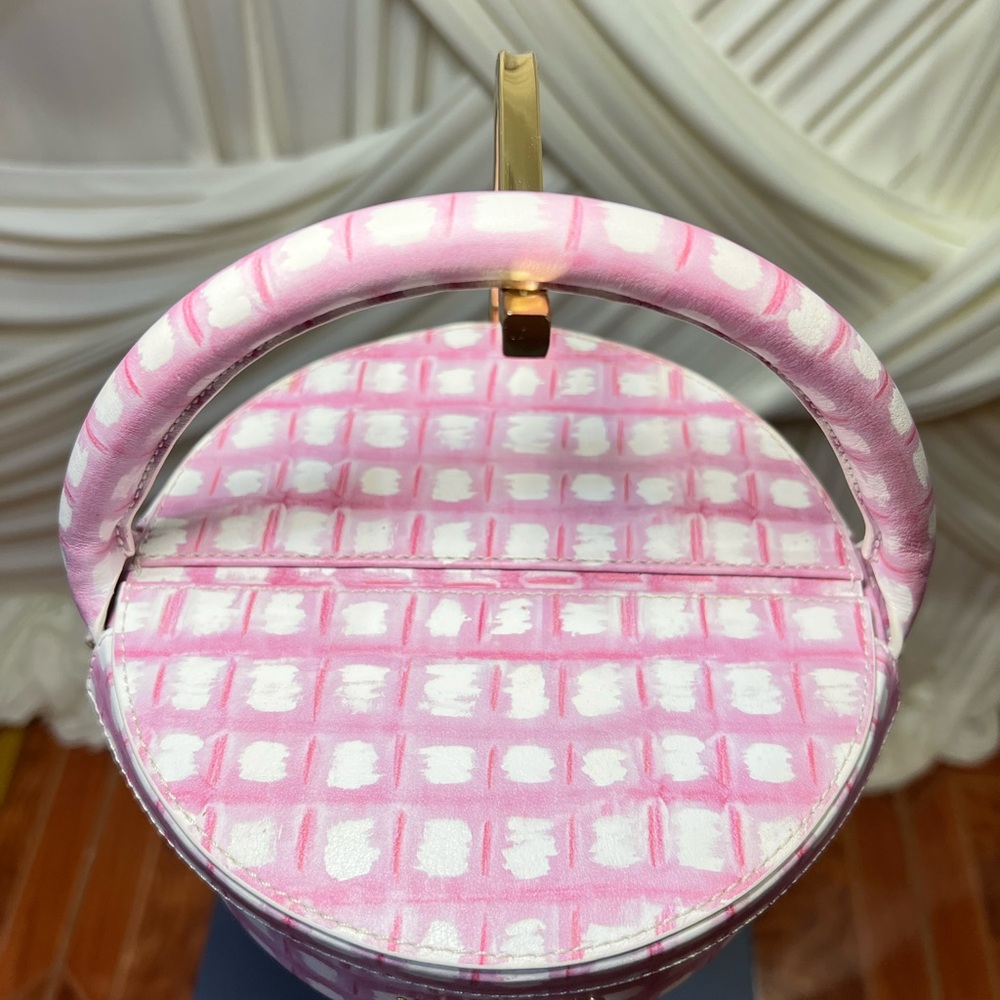 Jacquemus Pink Checkered Round Top-Handle Bag - Picture 3 of 8